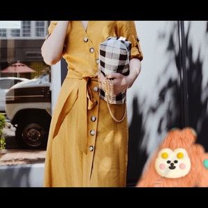 brand new zara yellow midi dress